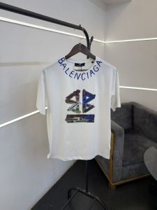 Balenciag a oversize drop shoulder imported round neck tshirt white