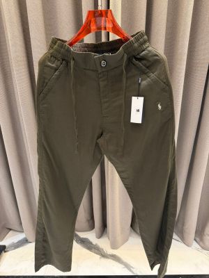_lauren signature linen pants olive green 