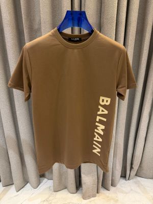 Balmai_n Middle Brand Print Round Neck T-shirt Brown