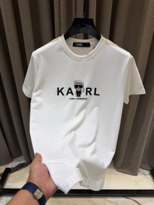 Karl_Legarfield Middle Brand Print Round Neck T-shirt White