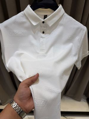 Versace Bandana Full Monogram Polo T-shirt White