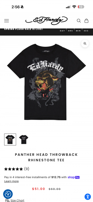 No return Ed Hardy Diamond Printed Black Tshirt