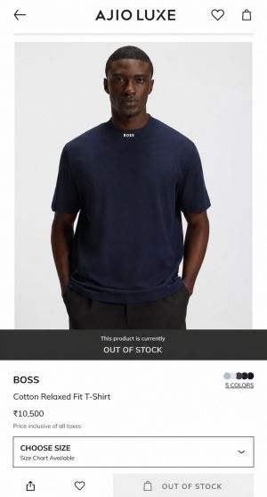 Boss Chinese Collar Round Neck T-shirt Navy