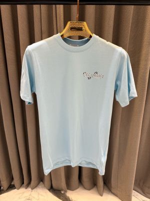 No Return Off-white Round Neck T-shirt Sky Blue