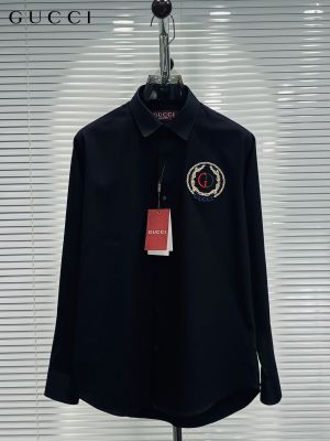 Gucc_i Chest Logo Box Pack Full Sleeves Shirt Black