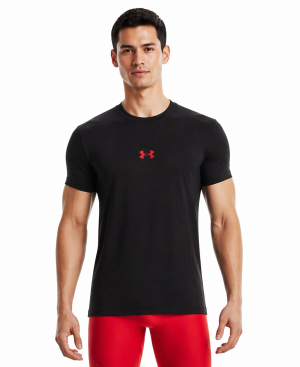 Under_Armour Middle Brand Logo Round Neck T-shirt Black 