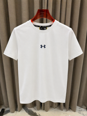 Under_Armour Middle Brand Logo Round Neck T-shirt White 