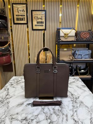 Mont Blanc Brown Formal Leather Executive Office Laptop Bag (M1967)