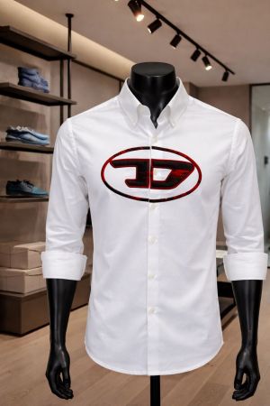Diese_l Middle Brand Logo Full Sleeves Shirt White 