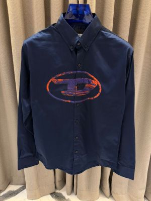 Diese_l Middle Brand Logo Full Sleeves Shirt Navy Blue 
