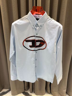 Diese_l Middle Brand Logo Full Sleeves Shirt Sky Blue