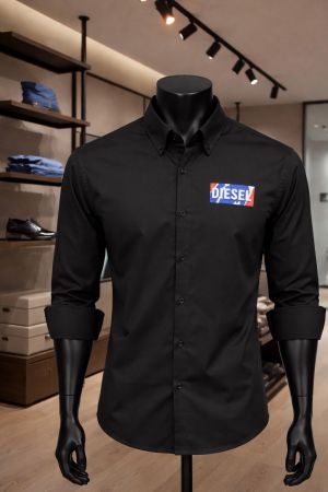 Diese_l Middle Chest Full Sleeves Shirt Black 