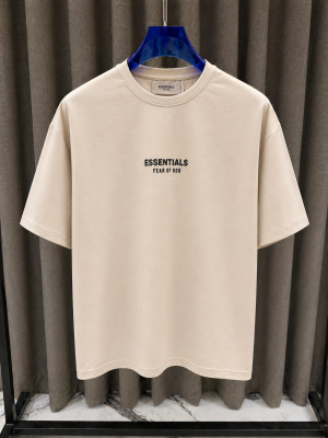 No return Essential Middle Brand Logo Round Neck Oversized T-shirt Cream 