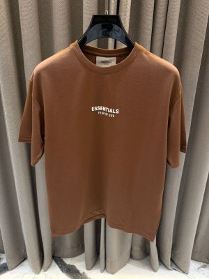 No return Essential Middle Brand Logo Round Neck Oversized T-shirt Brown 