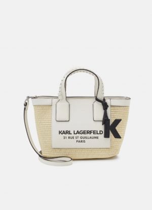 Karl Lagerfeld Small Rue st-guillaume raffia Leather Totebag with dustbag tags etc 244