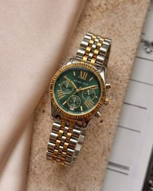 Michael_Kors Lexington Chronograph 2Ton-Gold-Green