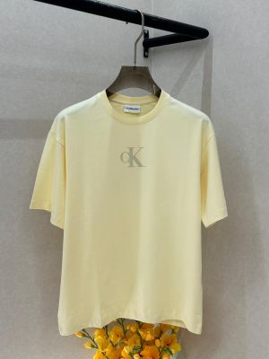 Calvin_Klein Premium Cream Drop Shoulder Back Printed Round Neck T-shirt F3714-CR2