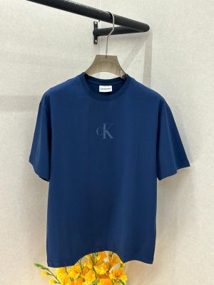 Calvin_Klein Premium Blue Drop Shoulder Back Printed Round Neck T-shirt F3714-BU