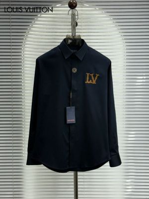  Loui_s Vuitton Chest Logo Full Sleeves Shirt Navy