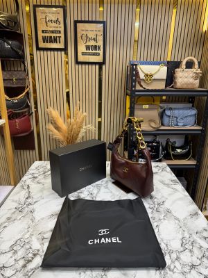 Chane_l Quilted Maxi Hobo Bag With Box And Dust Bag (Coffee) (2606)