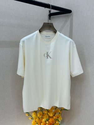 Calvin_Klein Premium Cream Drop Shoulder Back Printed Round Neck T-shirt F3714-CR1