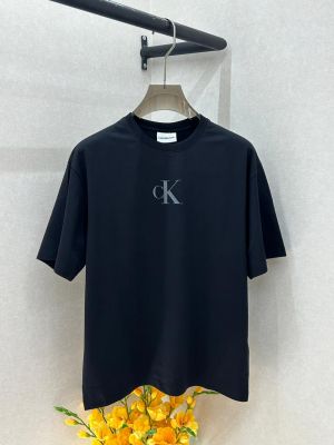 Calvin_Klein Premium Black Drop Shoulder Back Printed Round Neck T-shirt F3714-BL