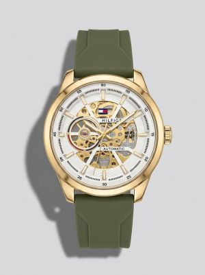 Tommy_hilfiger Automatic Silicon Green-Gold-White