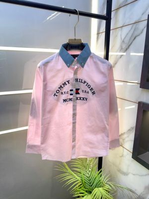 Tommy_Hilfiger Pink Embroidery Print Premium Oxford Lycra Shirts F3194-PI