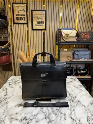 Mont Blanc Premium Textured Flap Laptop Black Bag (V-3301-6)