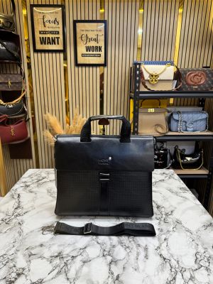 Mont Blanc Premium Textured Flap Laptop Black Bag (V-3301-6)