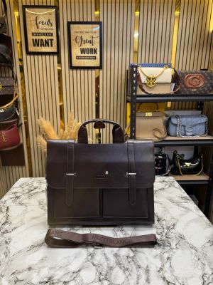 Mont Blanc Classic Executive Flap Laptop Bag (0863-Coffee)