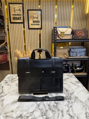 Mont Blanc Classic Executive Flap Laptop Bag (0863-Black)