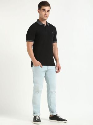 Calvin_Klein Black Collar Neck Premium Polo T-shirt F3383-BL