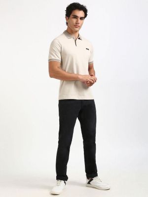Calvin_Klein Beige Collar Neck Premium Polo T-shirt F3383-BE