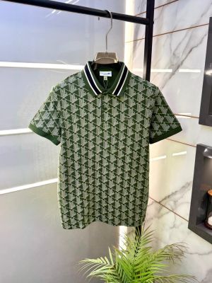Lacost e Green Monogram Polo Premium Collar Neck T-shirt F3691-GR