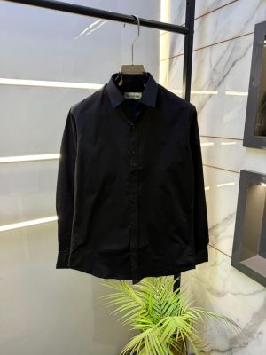 Lacost e Black Embroidery Logo Oxford Lycra Premium Shirts F3037-BL