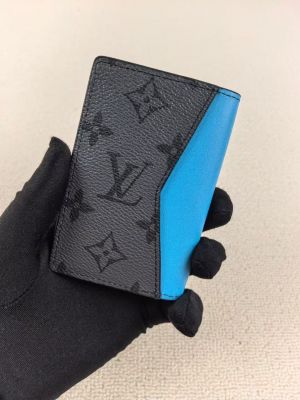 Louis_Vuitton_Lv_Black_Leather_Monogram_Card_Case_Wallet_M11646_Grey_Floral_Light_Blue