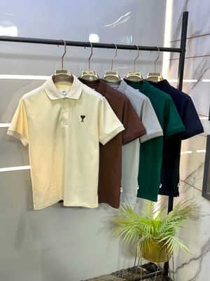 Ami Logo Green Premium Polo Collar Neck T-shirt F3685-GR2