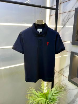 Ami Logo Navy Premium Polo Collar Neck T-shirt F3685-NY