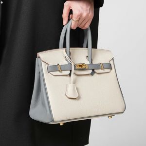 Herme_s Birkin Style 25 Pebbled Leather Tote Bag With Magnetic Box And Dust Bag (Orchid) (3031)