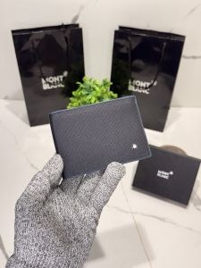 Mont blac_k 041 neavy blue textured wallet with og box and card and carry bag