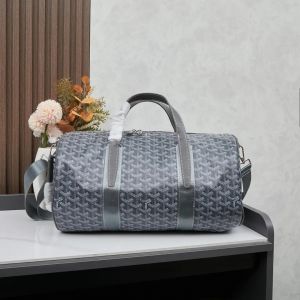 Goyar_d Luxury Monogram Travel Duffle Bag With Shoulder Strap (Grey-2389)