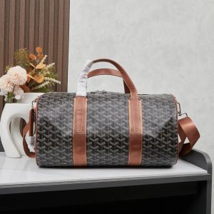 Goyar_d Luxury Monogram Travel Duffle Bag With Shoulder Strap (Brown-2389)