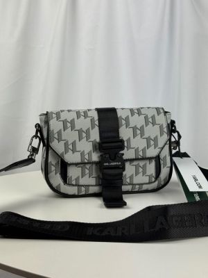 Karl Lagerfeld Geometric Monogram Buckle Crossbody Bag 