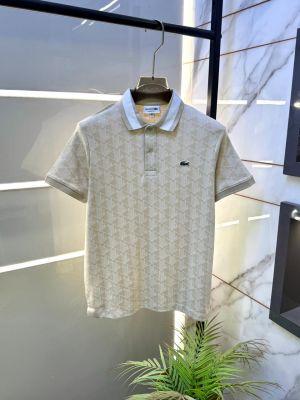 Lacost e Cream Monogram Polo Premium Collar Neck T-shirt F3691-CR