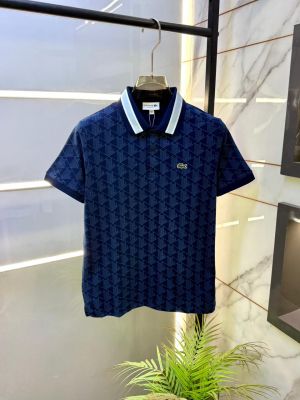 Lacost e Blue Monogram Polo Premium Collar Neck T-shirt F3691-BU
