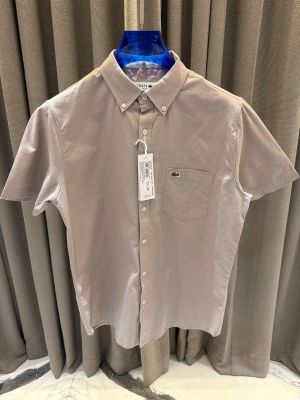 Lacost_e Chest Logo Half Sleeves Shirt Grey