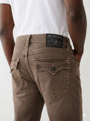 True Religion Brown Straight fit Premium Imported Stretchable Lycra Fabric Denim with Back Pocket Embroidered Design 4174