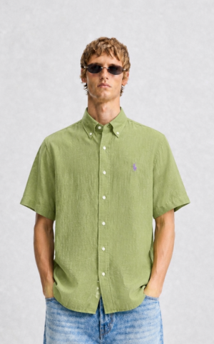 RALP-H L-AUREN P-OLO IMPORTED STORE ARTICLE SHIRT  leelan fabric