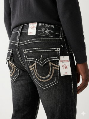 True Religion Green Shade Straight fit Premium Imported Stretchable Lycra Fabric Denim with Back Pocket Embroidered Design 4177
